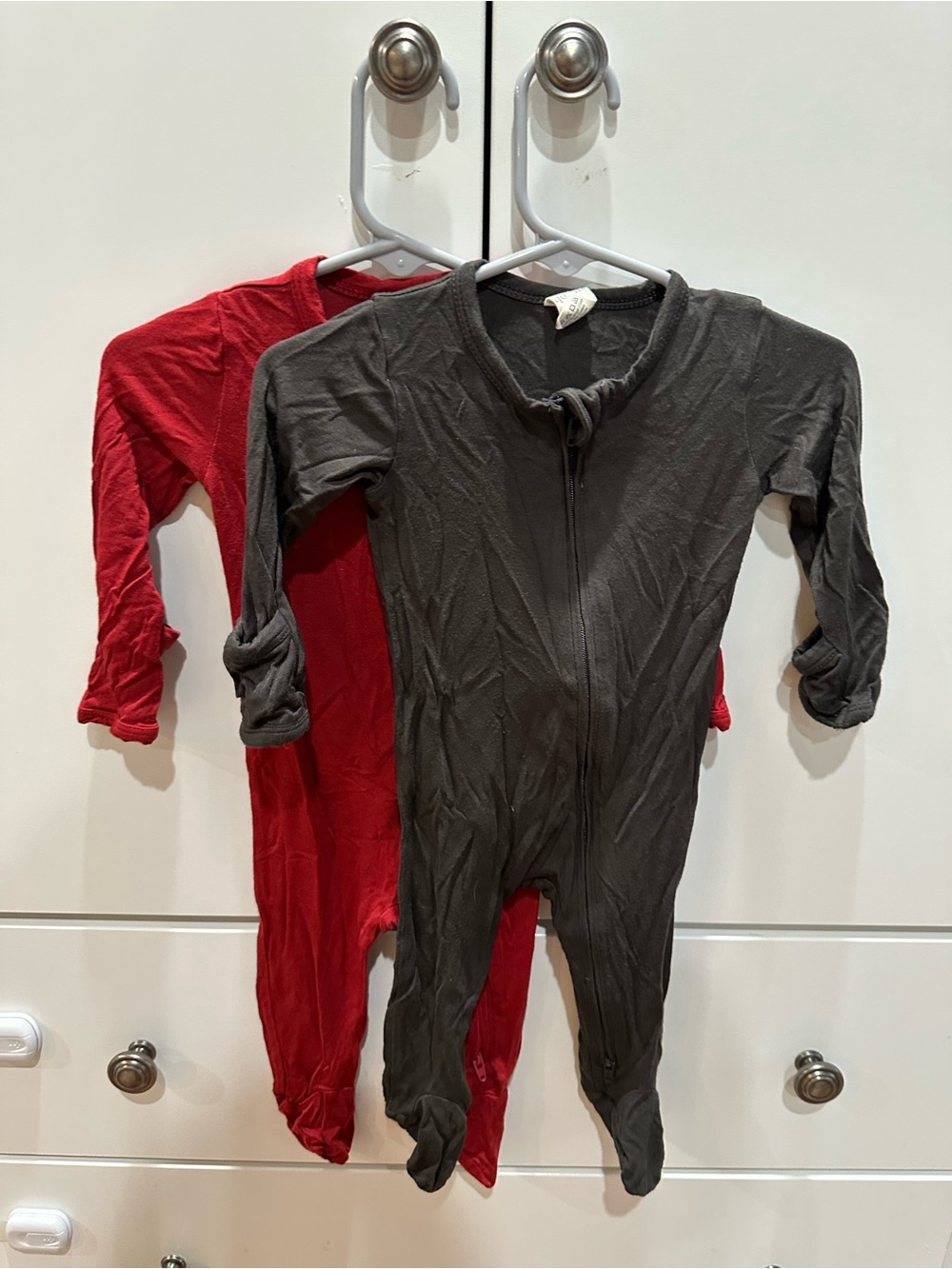 kate quinn Gray and Red Footed One-Piece Sleepers